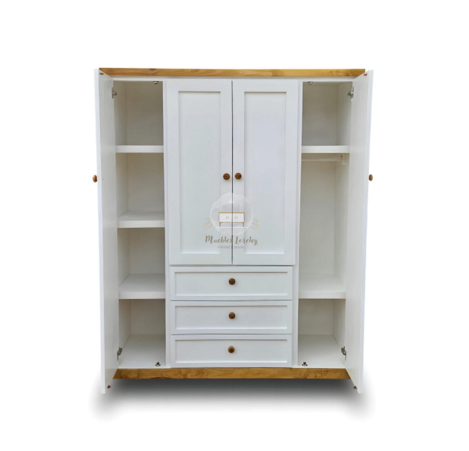 GRAN CLÓSET MUEBLES LORELEY MADERA BLANCO 4 CUERPOS - 4