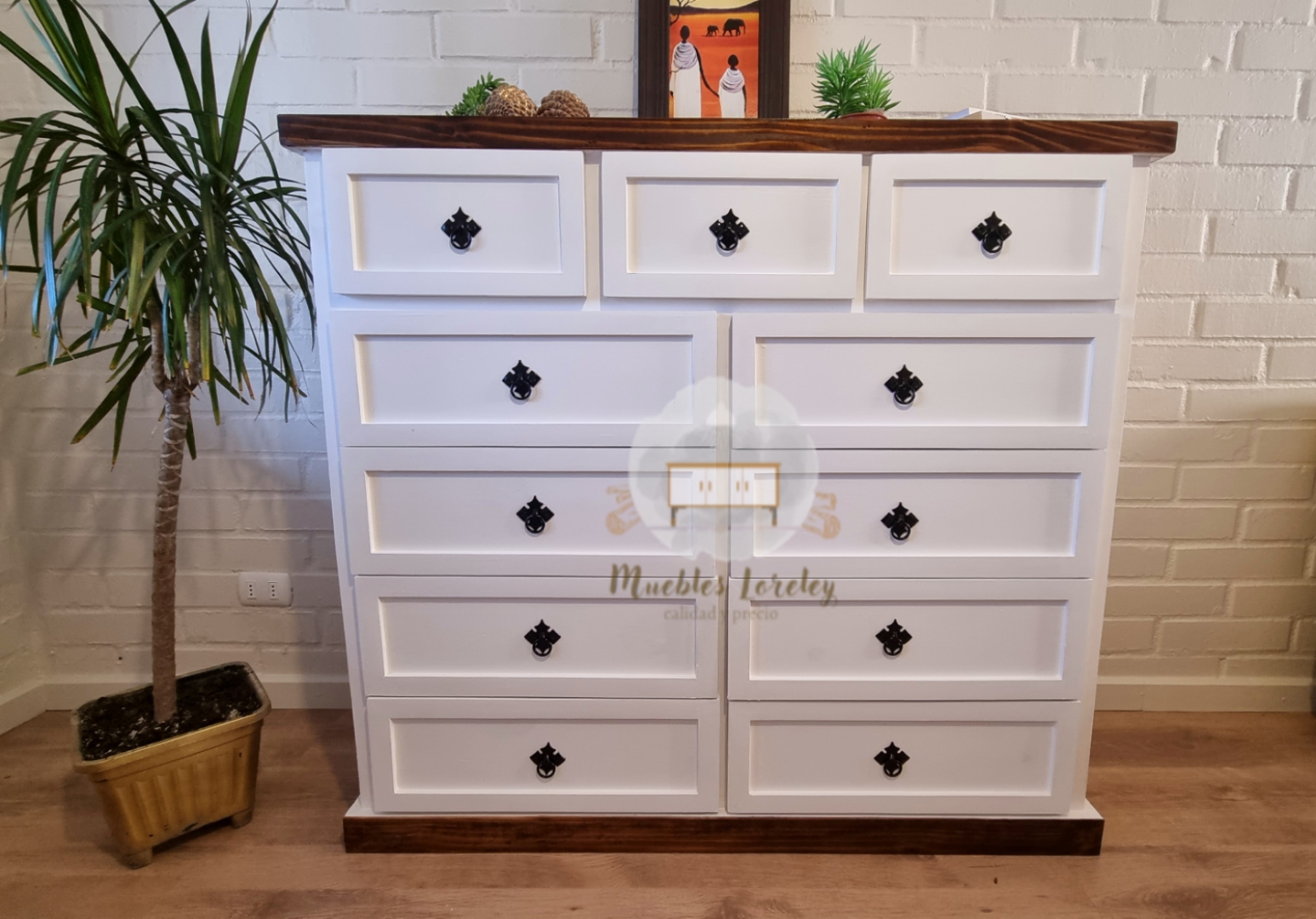 CÓMODA MUEBLES LORELEY MADERA 11 CAJONES - 6