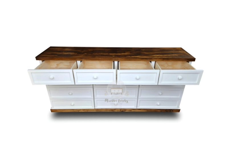 CÓMODA MUEBLES LORELEY MADERA 13 CAJONES GRAN 2 M - 2