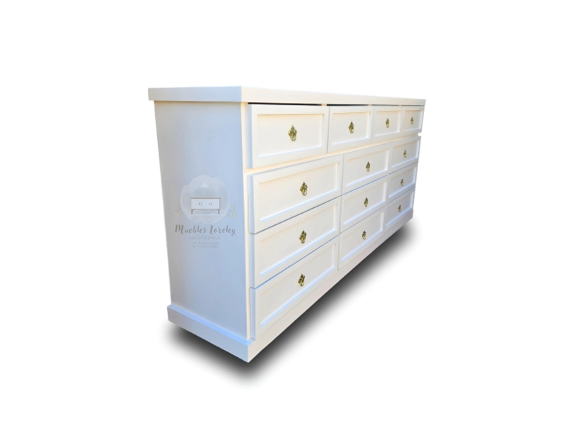 CÓMODA MUEBLES LORELEY MADERA 13 CAJONES GRAN 2 M - 3