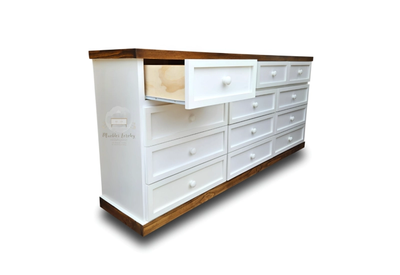 CÓMODA MUEBLES LORELEY MADERA 13 CAJONES GRAN 2 M - 3