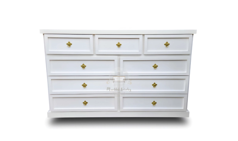 CÓMODA 9 CAJONES DE MADERA-MUEBLES LORELEY - 1