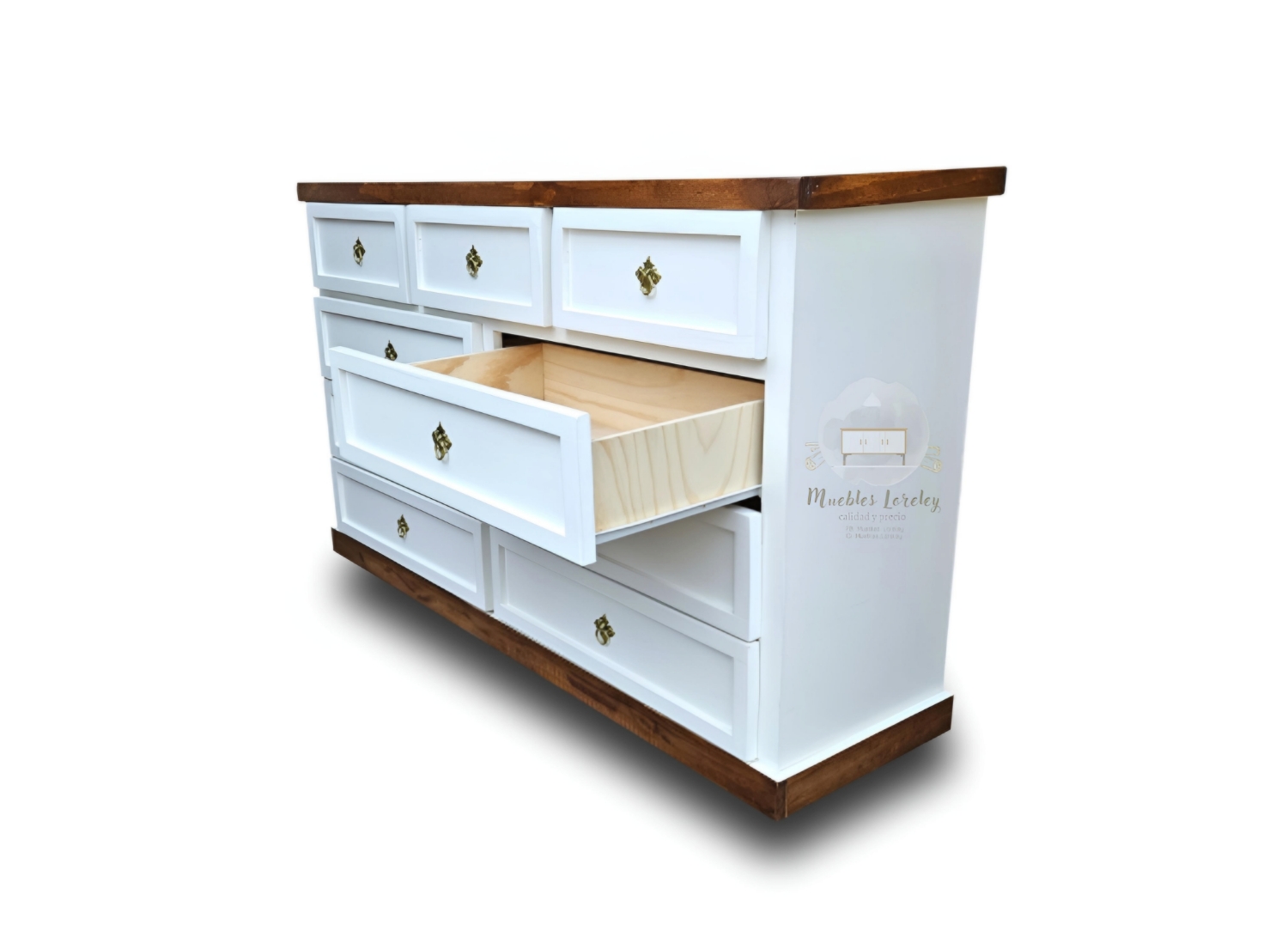 CÓMODA 9 CAJONES DE MADERA-MUEBLES LORELEY - 3