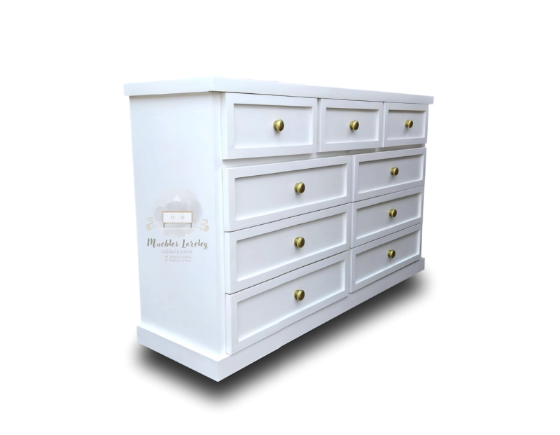 CÓMODA 9 CAJONES DE MADERA-MUEBLES LORELEY - 4