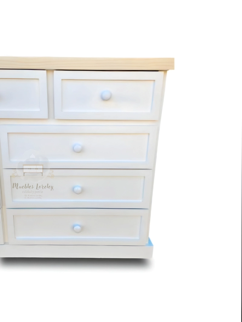 COMODA 9 CAJONES DE MADERA + RIELES TELESCÓPICOS - MUEBLES LORELEY - 6