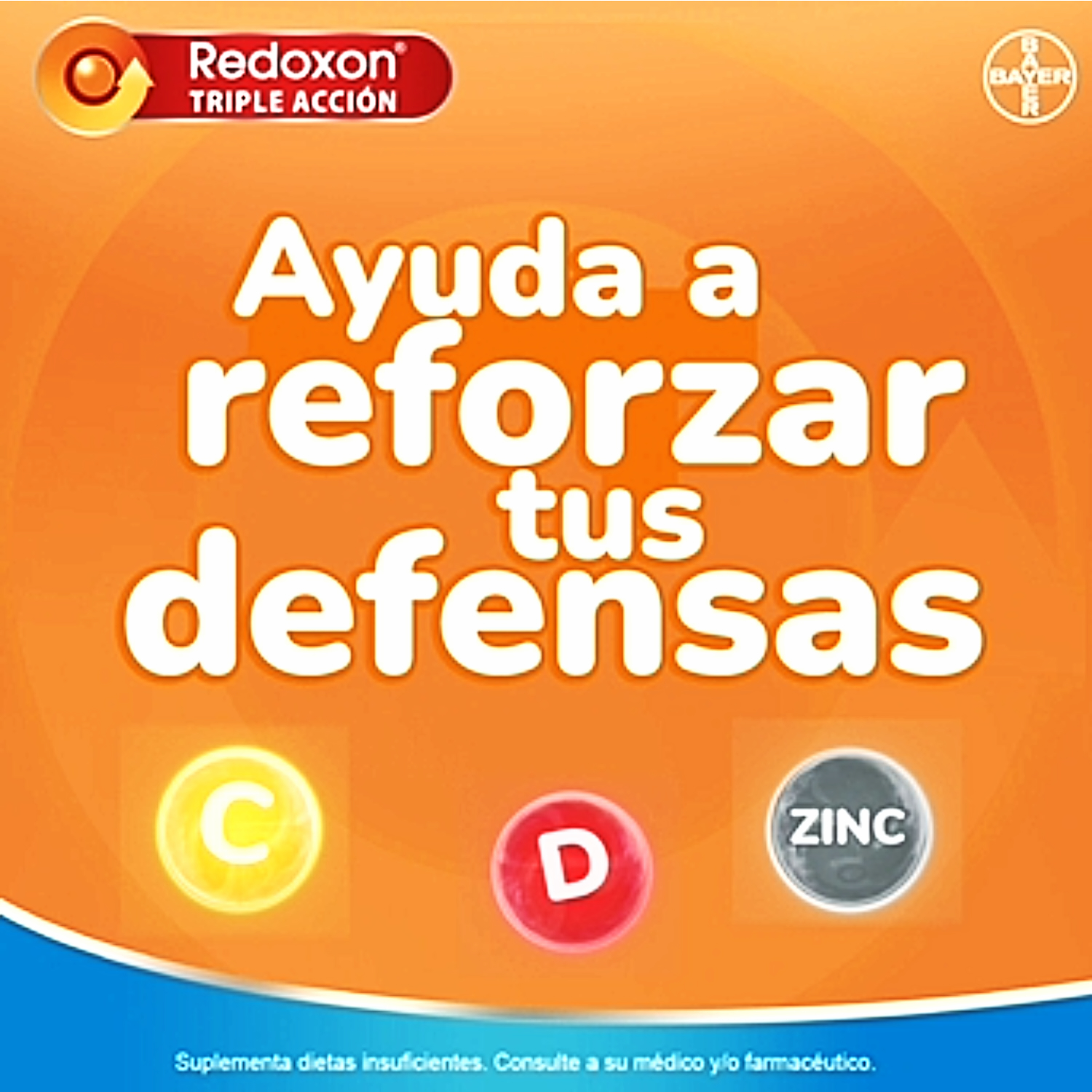 SUPLEMENTO ALIMENTICIO BAYER REDOXON TRIPLE ACCIÓN 10 COMPRIMIDOS SABOR NARANJA - 4