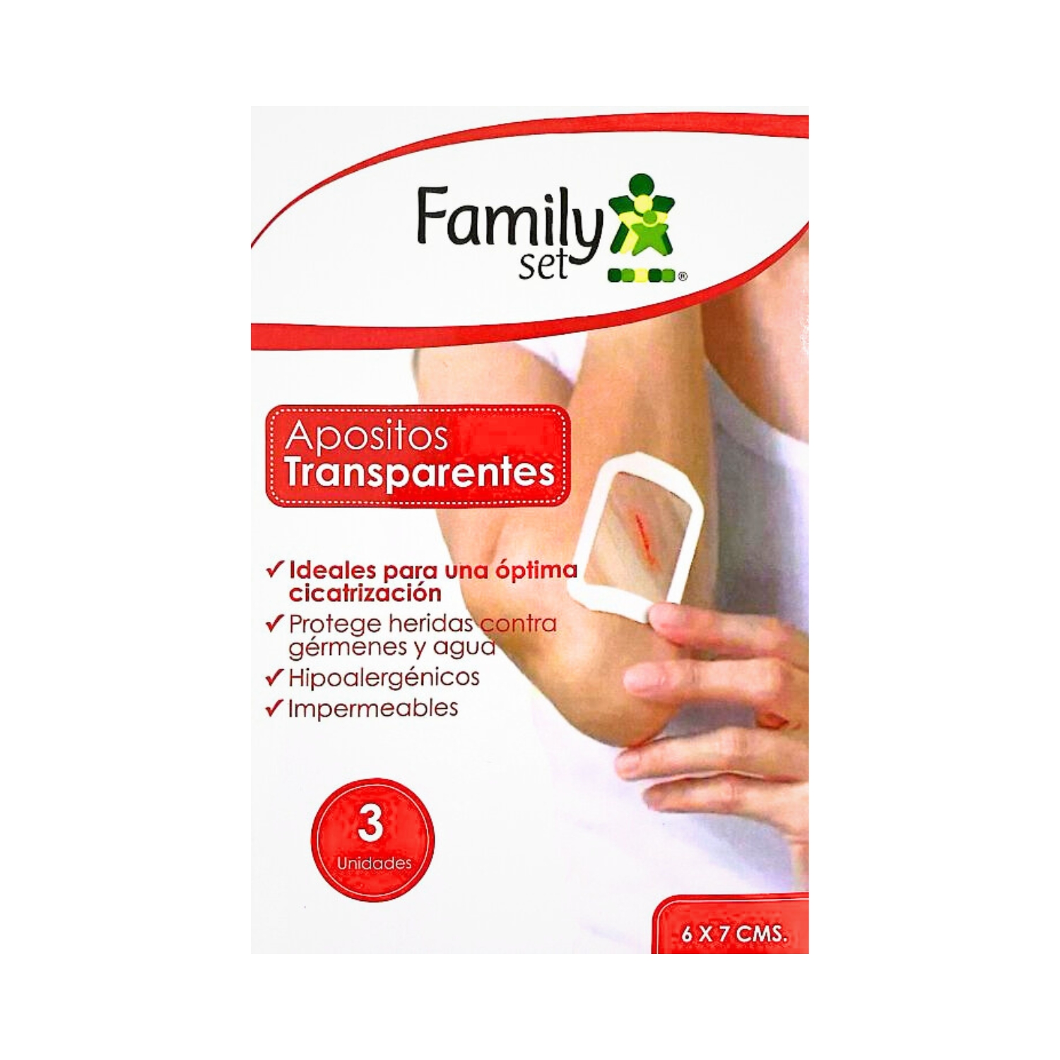 APOSITO TRANSPARENTE 6CM X 7CM 3 UNIDADES FAMILY SET ORIGINAL - 1