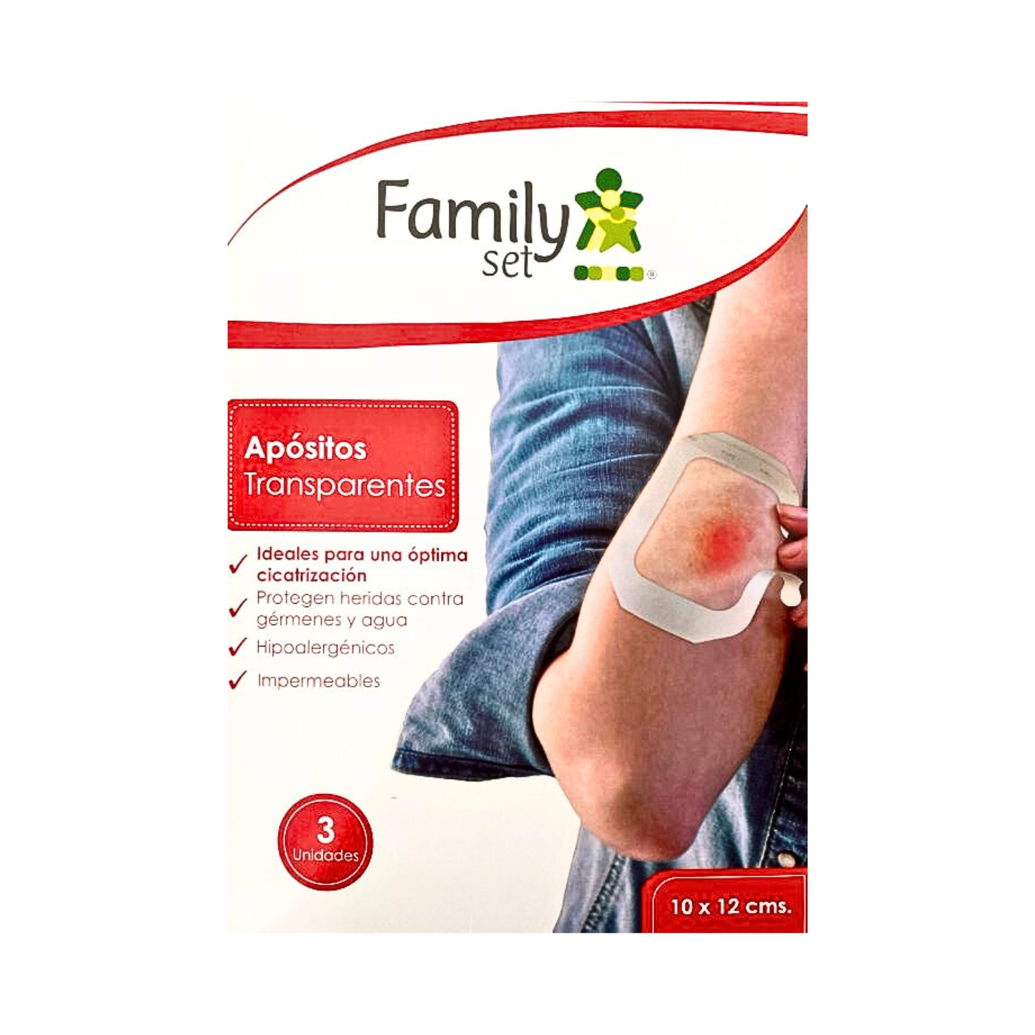 APOSITO TRANSPARENTE 10CM X 12CM 3 UNIDADES FAMILY SET ORIGINAL - 1