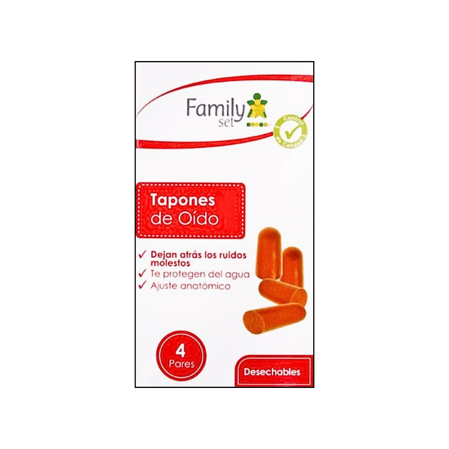 TAPONES DESECHABLES PARA OIDOS 4 PARES 8 UNIDADES FAMILY SET ORIGINAL - 1