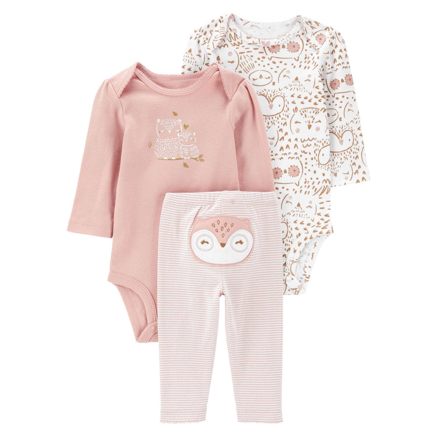 CONJUNTO 3 PIEZAS, BUZO Y BODYS BEBÉ BUHO - 1