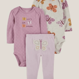 CONJUNTO 3 PIEZAS ROPA DE BEBÉ 100% ALGODÓN 2 BODYS+PANTALÓN - 1