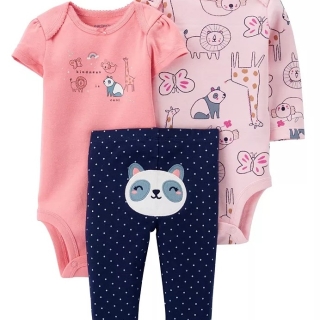CONJUNTO 3 PIEZAS ROPA DE BEBÉ 100% ALGODÓN 2 BODYS+PANTALÓN - 1