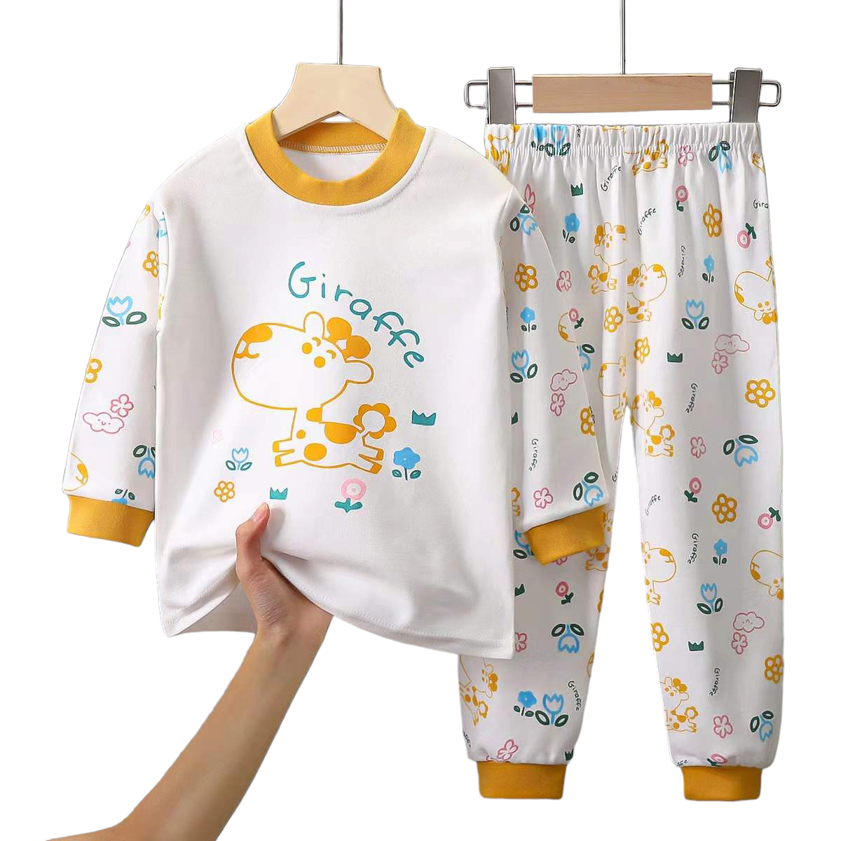 CONJUNTO PIJAMA LARGA ALGODON NIÑA JIRAFITA BEBES MANGA LARGA - 1
