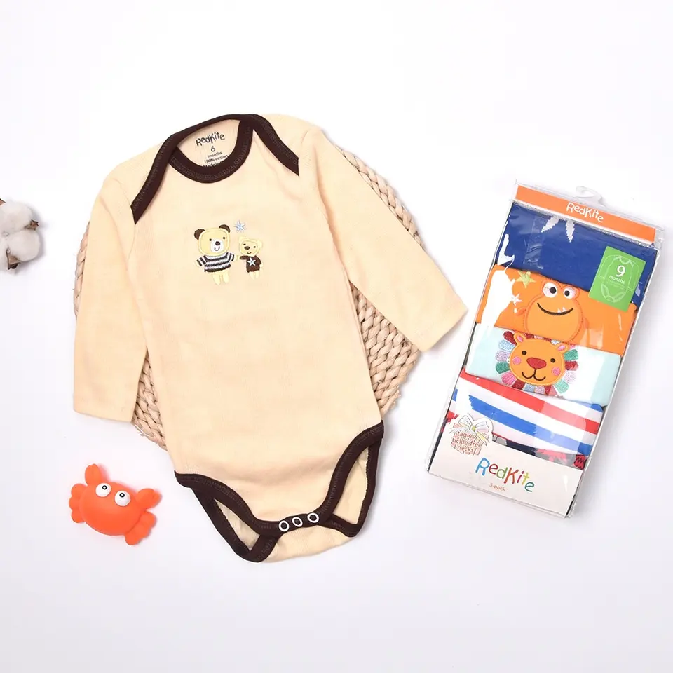PACK 5 BODY ALGODON NIÑO AZUL BEBE MANGA LARGA - 1