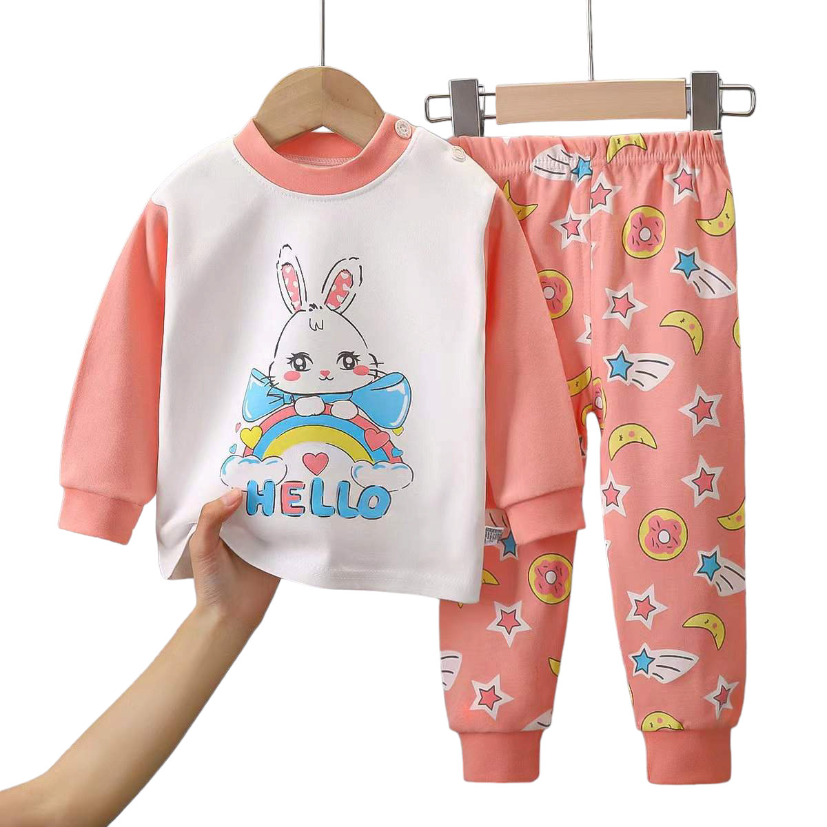 CONJUNTO PIJAMA PARA NIÑOS Y BEBÉS ALGODÓN MANGA LARGA - 1
