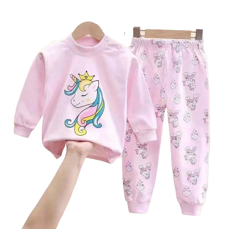 CONJUNTO PIJAMA LARGA ALGODON NIÑA ROSADO UNICORNIO BEBES MANGA LARGA - 1