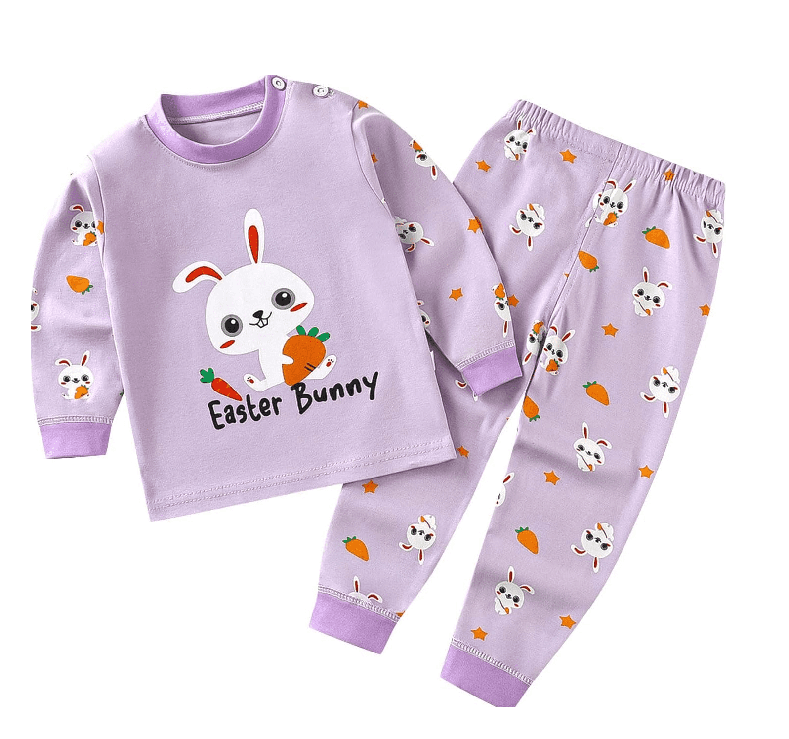 CONJUNTO PIJAMA LARGA ALGODON NIÑA MORADO CONEJITA BEBES MANGA LARGA - 1