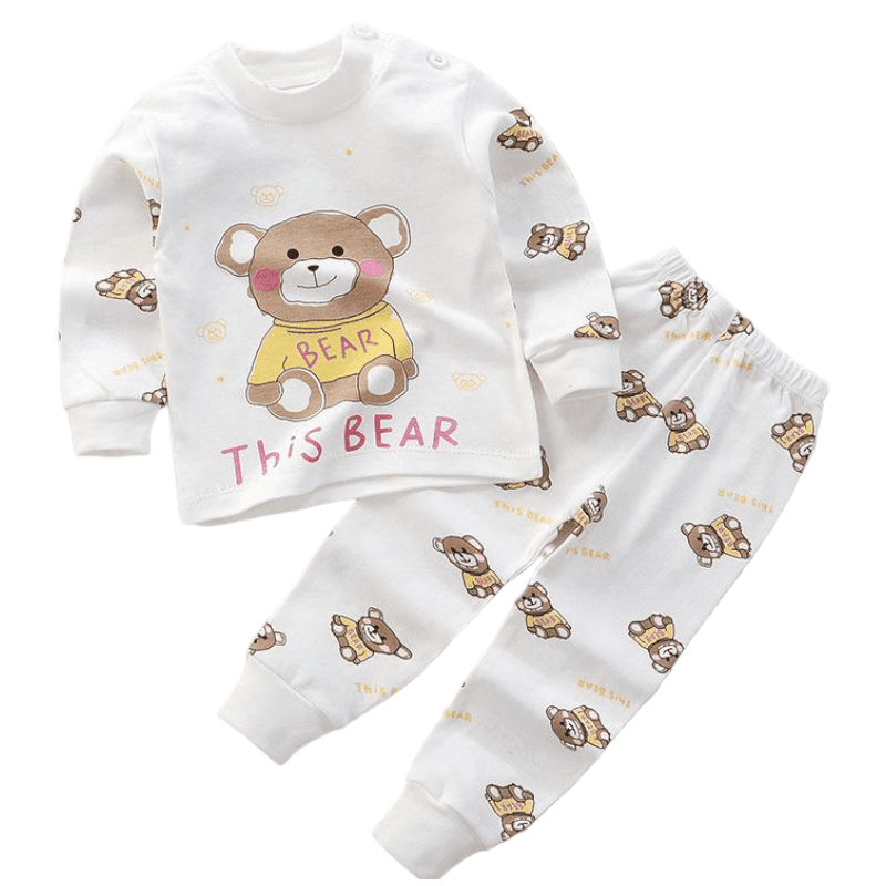 CONJUNTO PIJAMA LARGA ALGODON NIÑO OSITO BEBES MANGA LARGA - 1