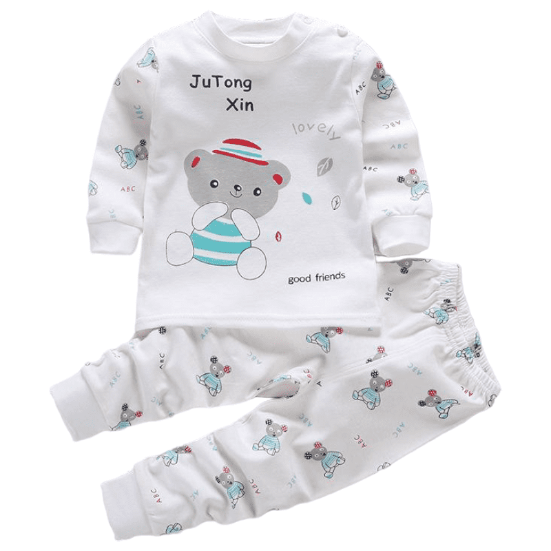 CONJUNTO PIJAMA LARGA ALGODON NIÑA OSITO BEBES MANGA LARGA - 1
