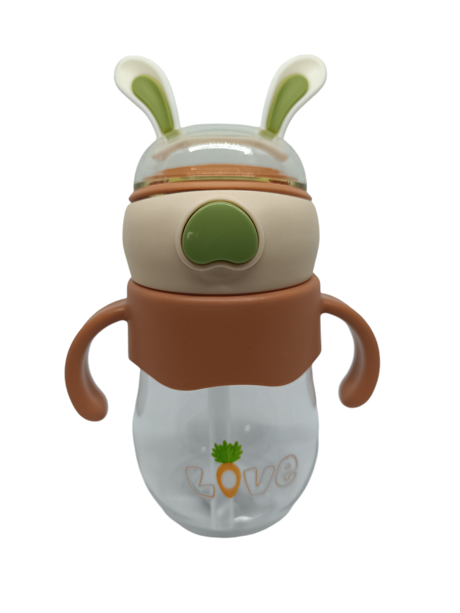 VASO CONEJITO ANTIDERRAME CON BOMBILLA Y ASAS BEBÉ 350ML 6M+ CHOCOLATE - 1