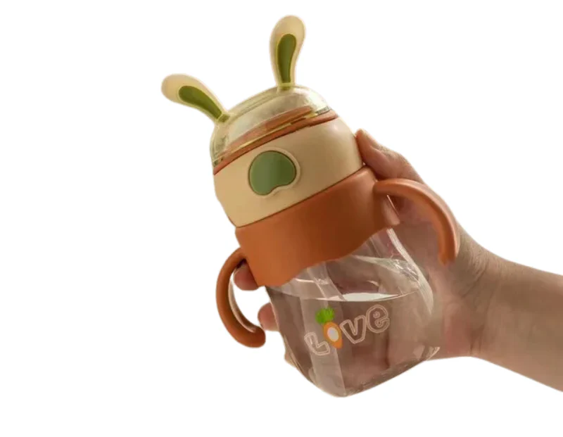 VASO CONEJITO ANTIDERRAME CON BOMBILLA Y ASAS BEBÉ 350ML 6M+ CHOCOLATE - 5