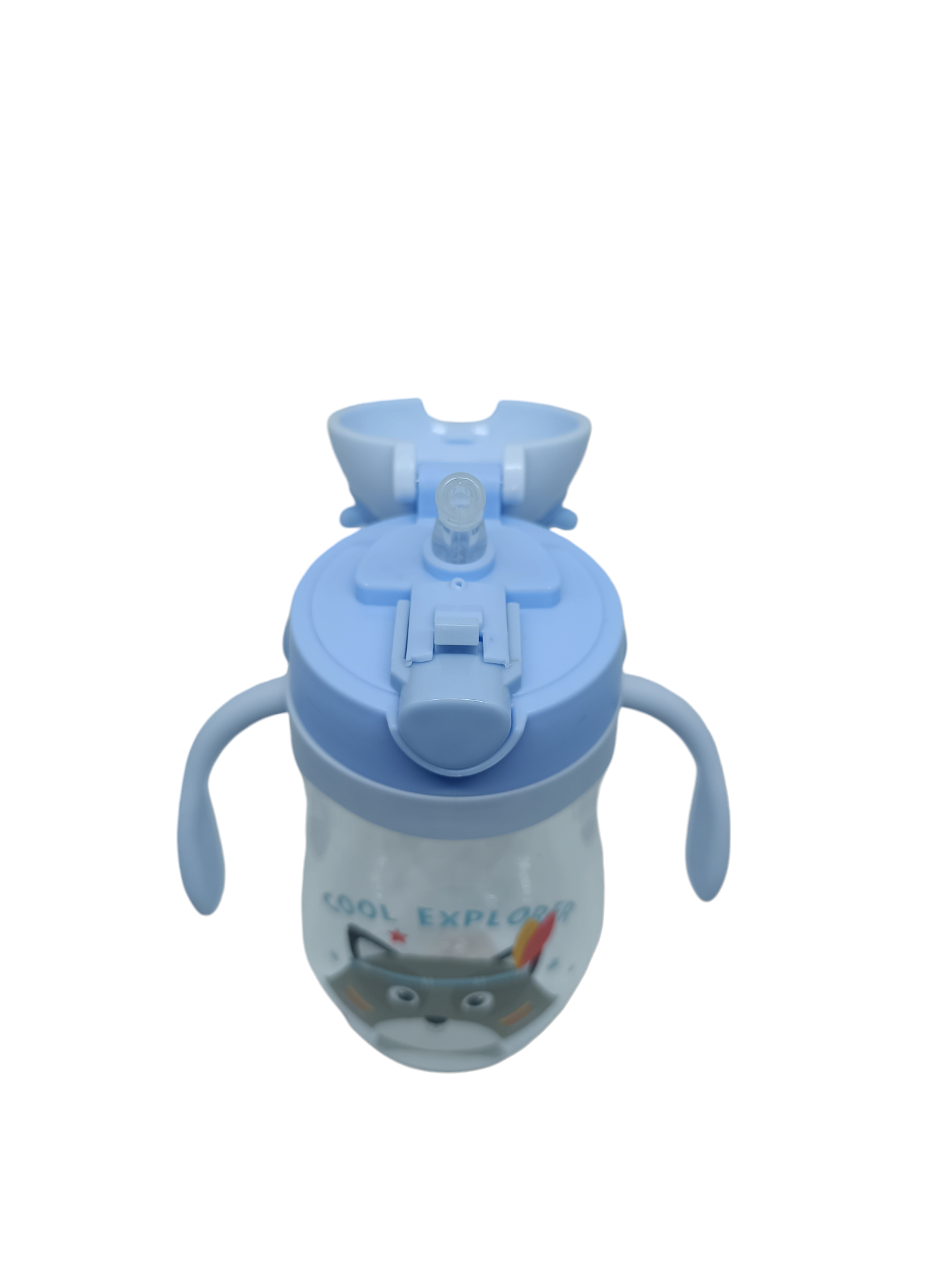 VASO MAPACHE ANTIDERRAME CON BOMBILLA Y ASAS BEBÉ 580ML 6M+ AZUL BEBE - 3