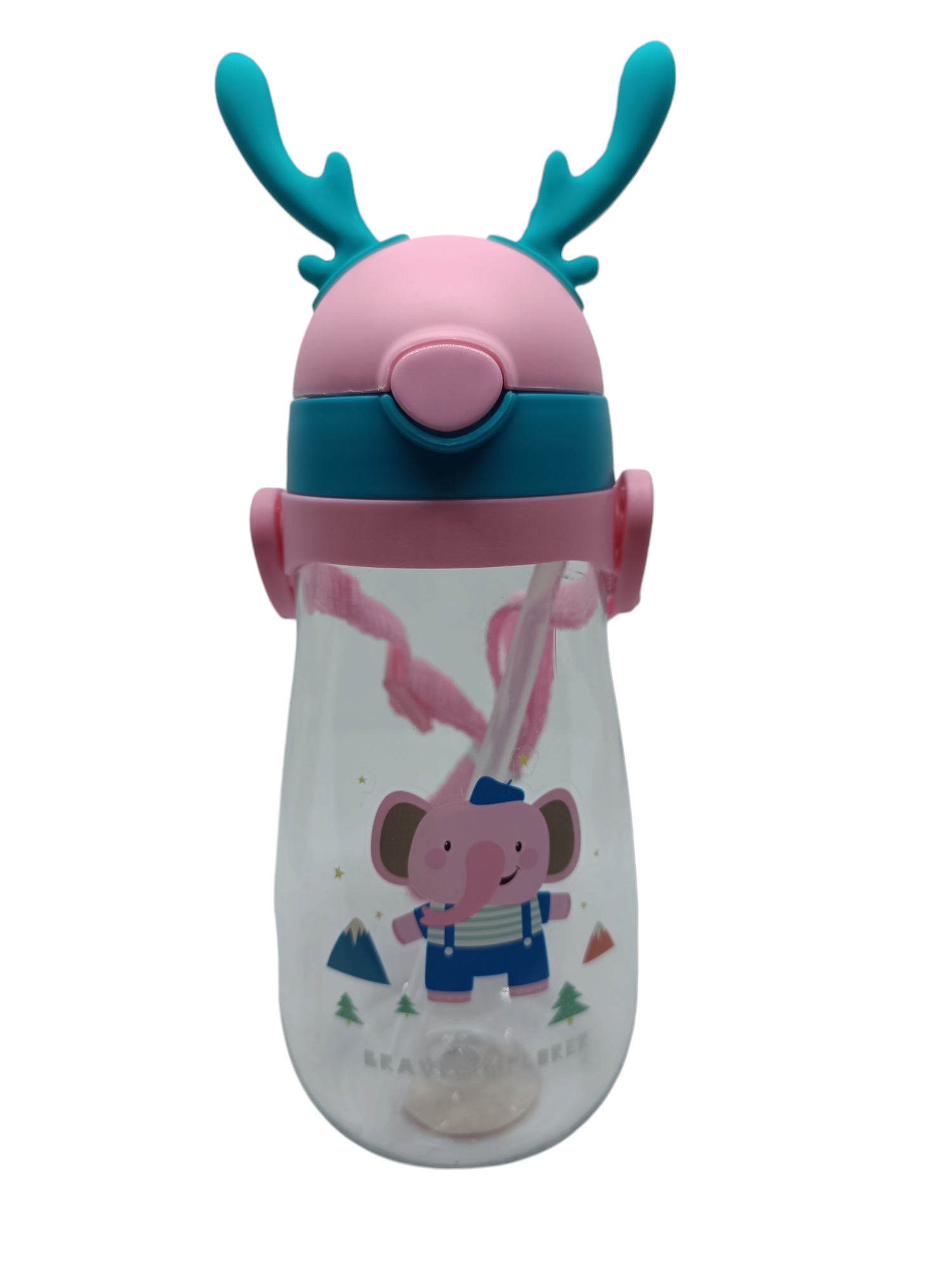 VASO ELEFANTE ANTIDERRAME CON BOMBILLA Y ASAS BEBÉ 580ML 6M+ ROSADO - 1
