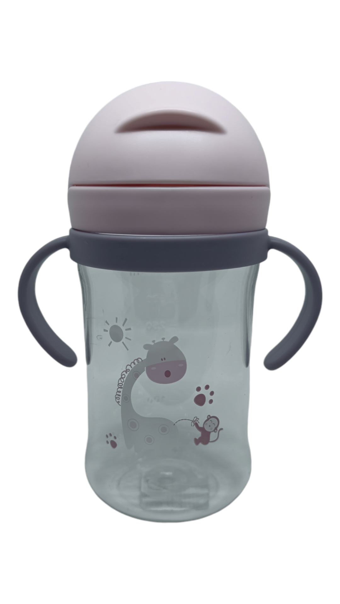 VASO JIRAFITA ANTIDERRAME CON BOMBILLA Y ASAS BEBÉ 350ML 6M+ ROSADO - 1