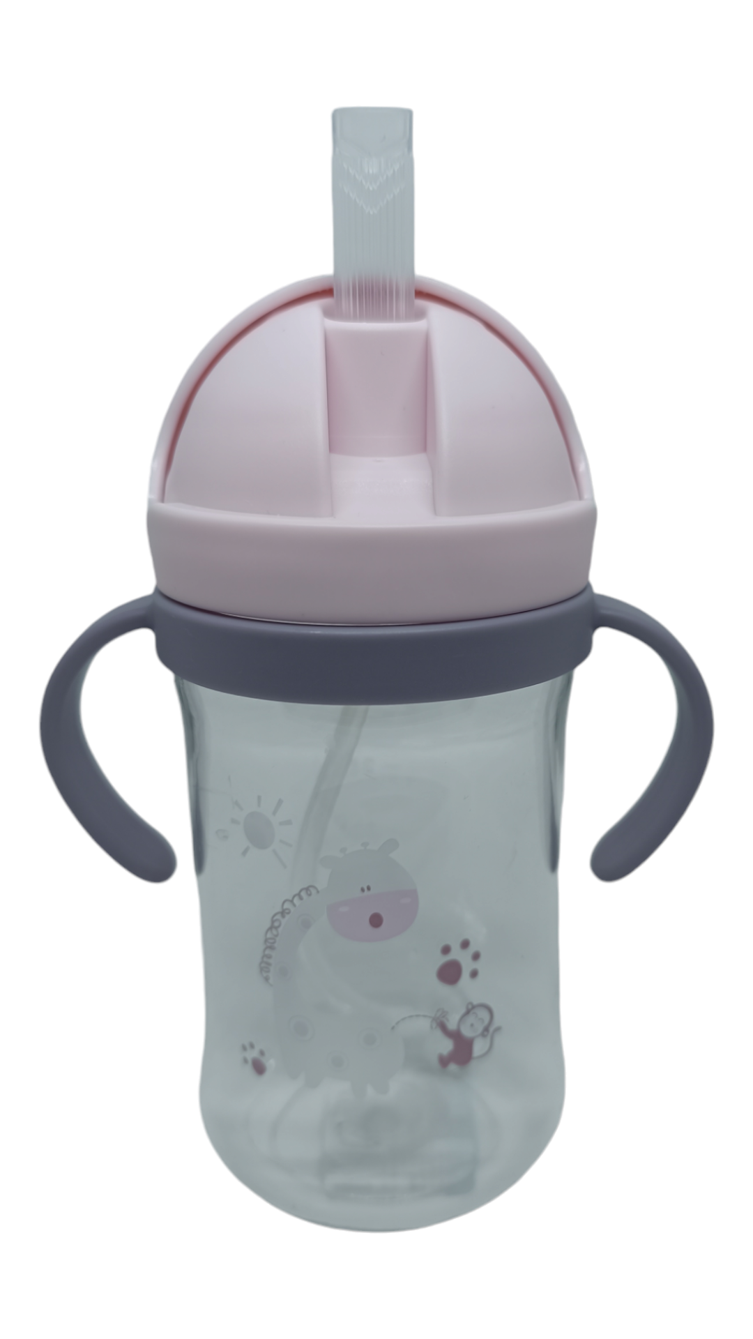 VASO JIRAFITA ANTIDERRAME CON BOMBILLA Y ASAS BEBÉ 350ML 6M+ ROSADO - 2
