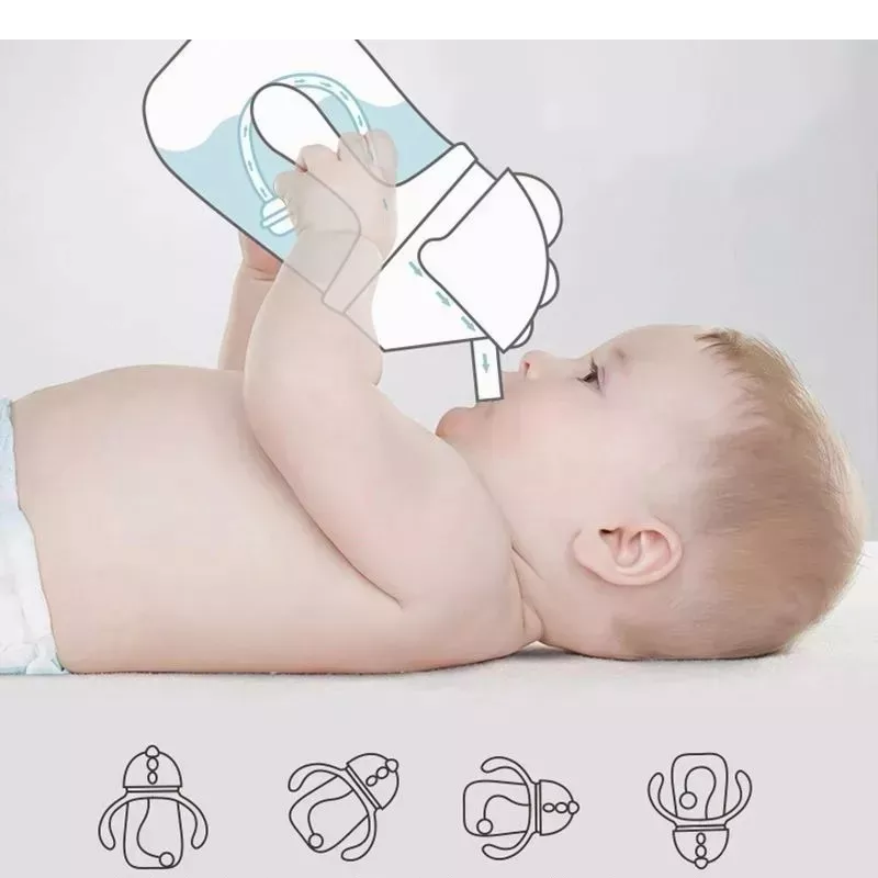 VASO JIRAFITA ANTIDERRAME CON BOMBILLA Y ASAS BEBÉ 350ML 6M+ ROSADO - 4