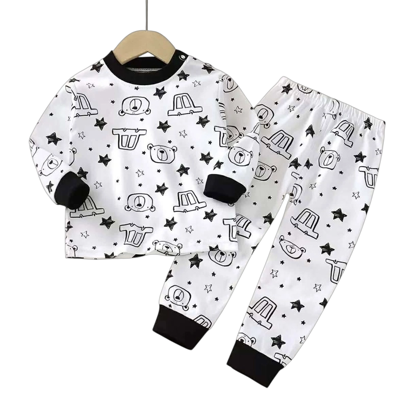 PIJAMA OSITO Y CARRITO PARA NIÑOS Y BEBE S 100% ALGODON - 1