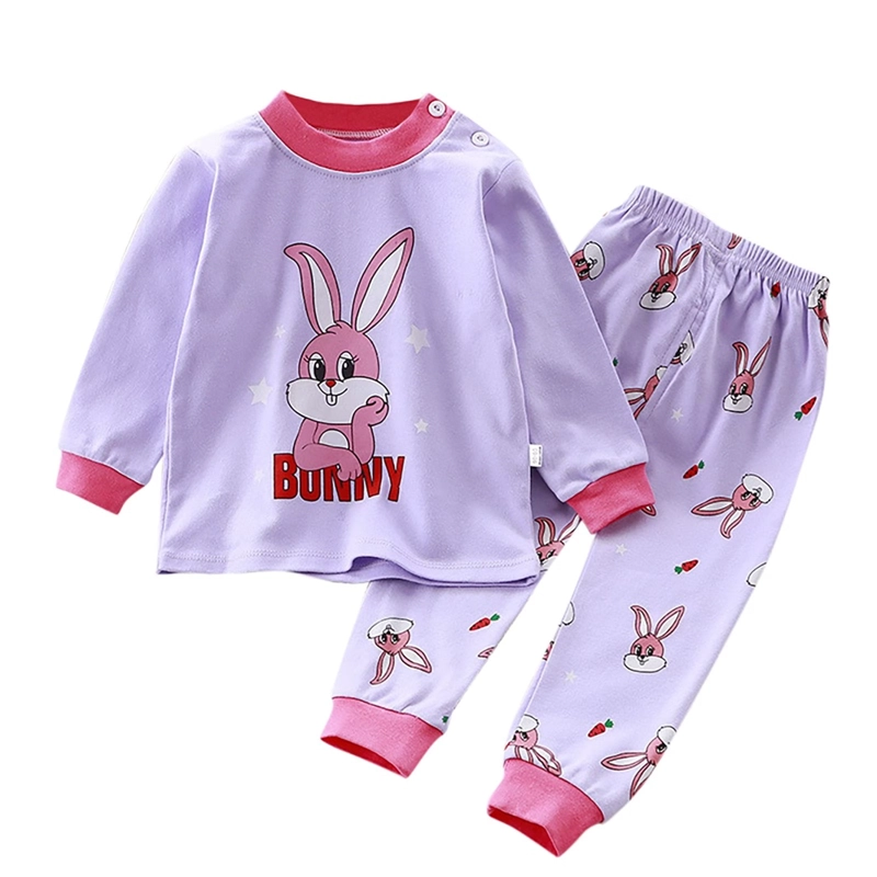 PIJAMA CONEJTA MORADA PARA NIÑAS Y BEBE S 100% ALGODON - 1