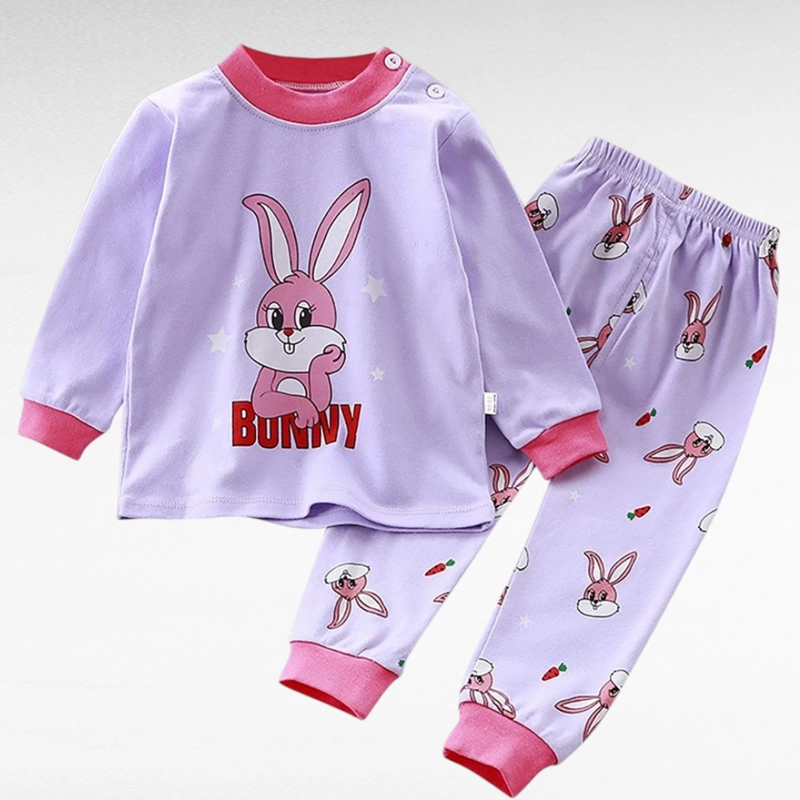 PIJAMA CONEJTA MORADA PARA NIÑAS Y BEBE S 100% ALGODON - 3