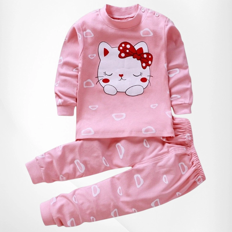 PIJAMA GATITA PARA NIÑAS Y BEBE S 100% ALGODON - 3
