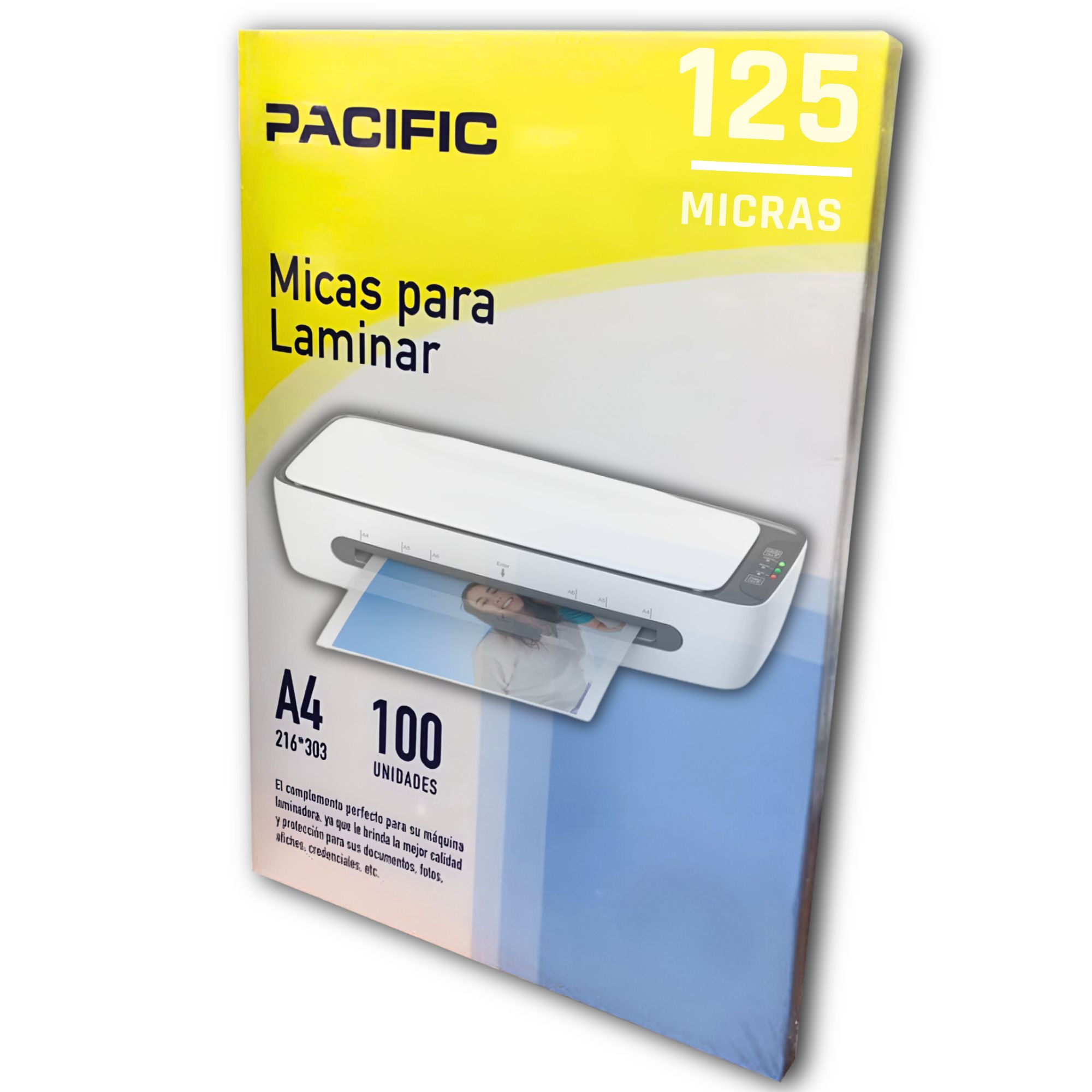PACK X100 MICAS PARA TERMOLAMINAR PACIFIC COLOR DE 100 MICRONES TAMAÑO A4 - 8