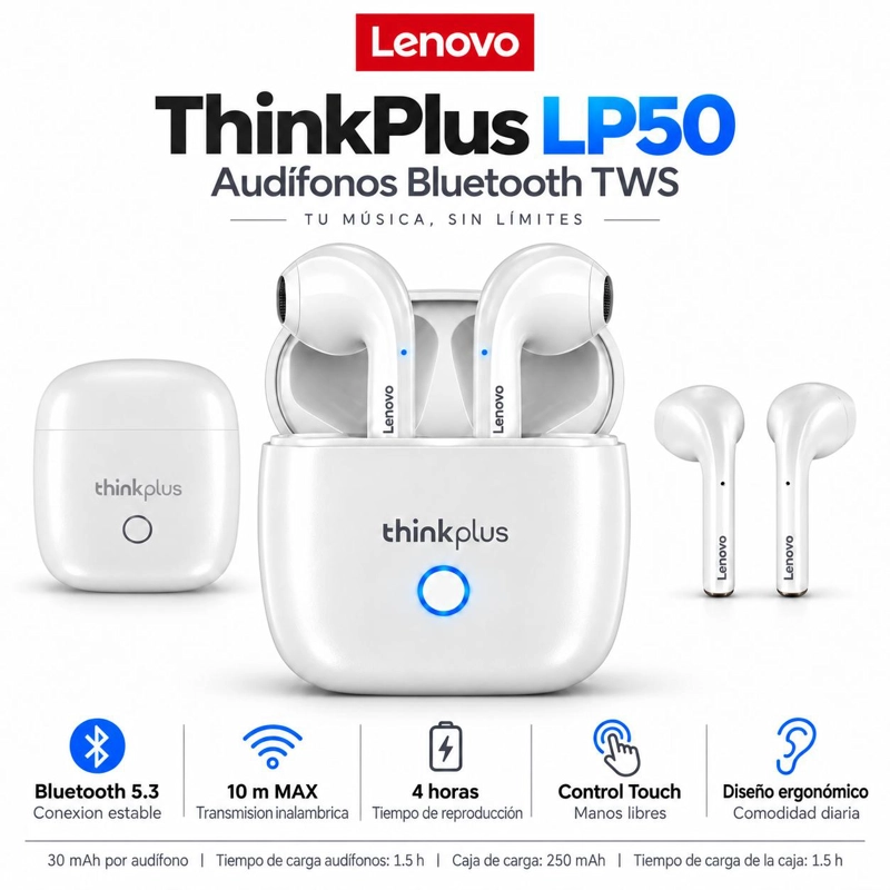 AUDÍFONOS TECMASTER TRUE WIRELESS TM-300519 EARBUDS MINI AIRPRO TOUCH BLUETOOTH - 7