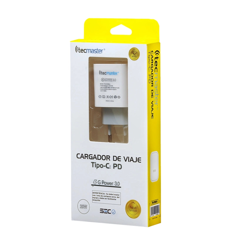 CARGADOR TYPE-C TECMASTER POWER DELIVERY 20W SEC TM-200524 - 3