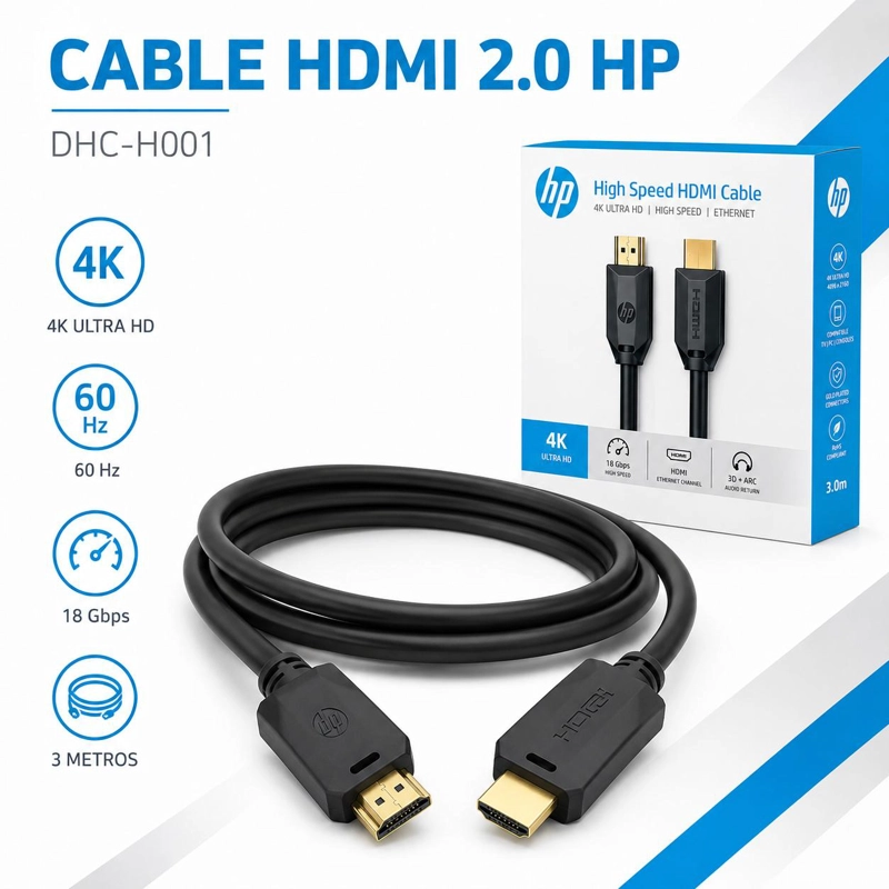 CABLE HDMI HP 2.0 4K HIGH SPEED 18 GBPS 3 METROS DHC-H001 - 5