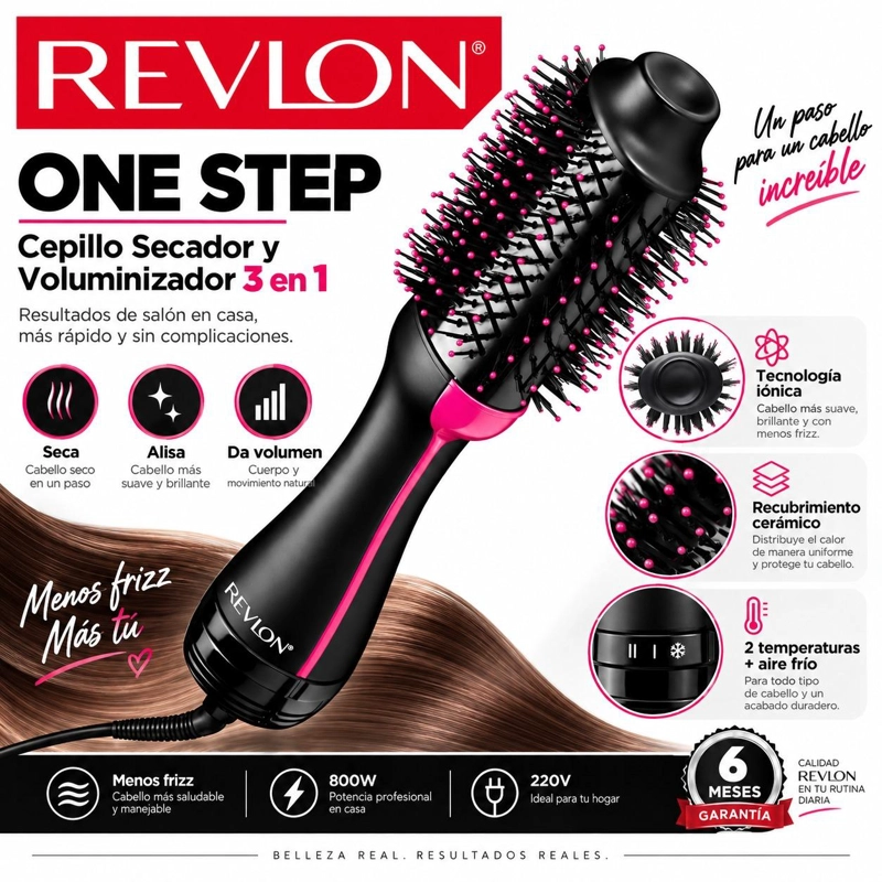 CEPILLO ELÉCTRICO REVLON RVDR5222LA2 SECADOR VOLUMINIZADOR ONE STEP PROFESIONAL - 4