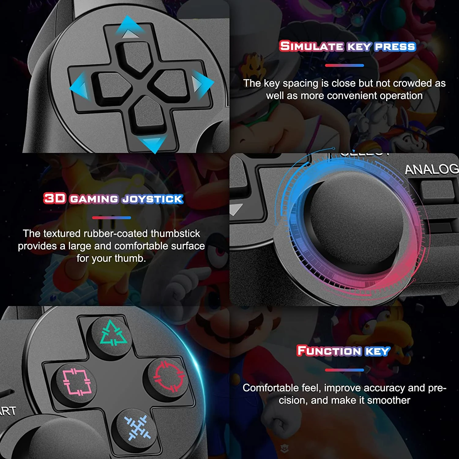 GAMEPAD DBLUE USB CON ANÁLOGOS BLACK DELUXE DBC1001 - 5