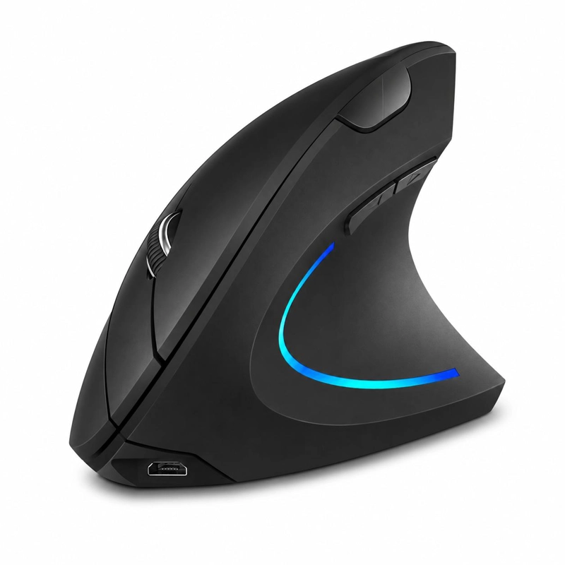 MOUSE INALÁMBRICO TECMASTER VERTICAL ERGONÓMICO RECARGABLE 2.4 GHZ PRO 100516-BLACK - 1