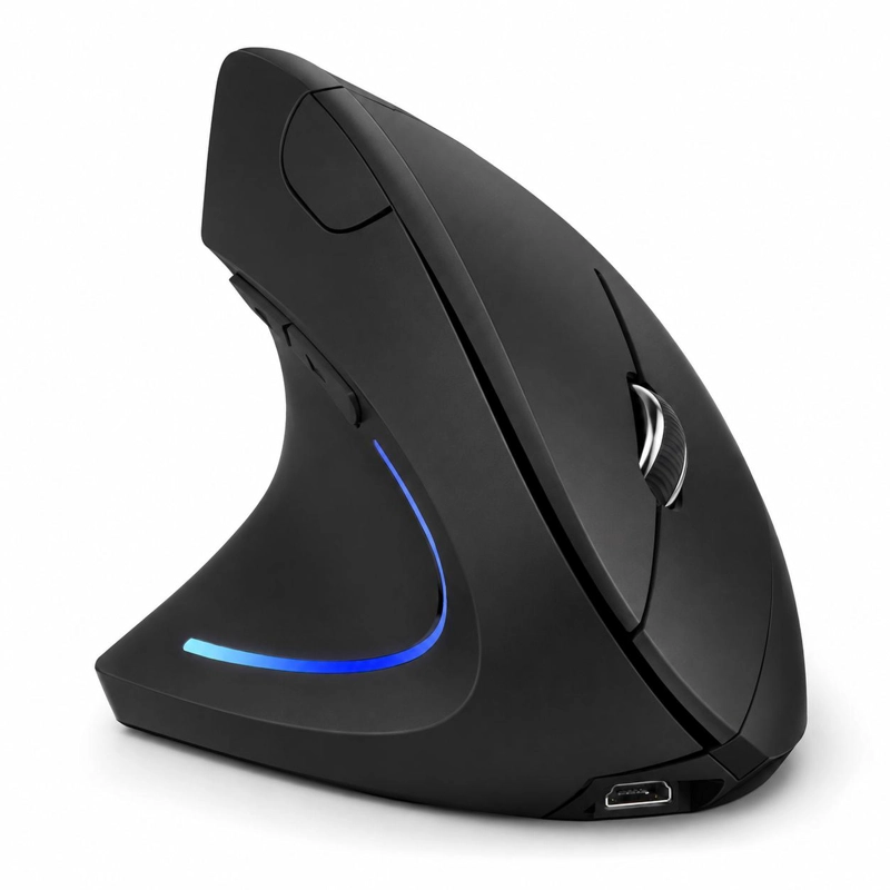 MOUSE INALÁMBRICO TECMASTER VERTICAL ERGONÓMICO RECARGABLE 2.4 GHZ PRO 100516-BLACK - 2