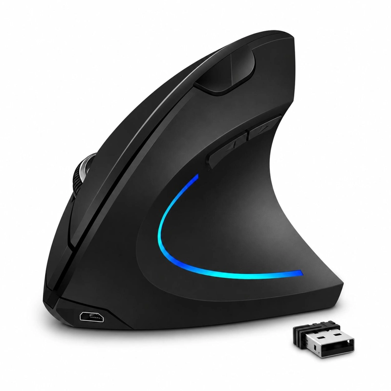 MOUSE INALÁMBRICO TECMASTER VERTICAL ERGONÓMICO RECARGABLE 2.4 GHZ PRO 100516-BLACK - 9