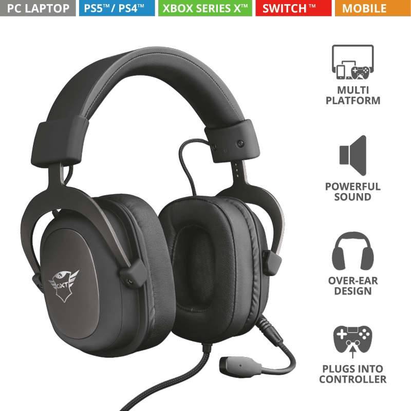 AUDÍFONOS GAMER TRUST HEADSET GXT414 23310 ZAMAK MULTIPLATAFORMA CONECTOR 53MM - 9