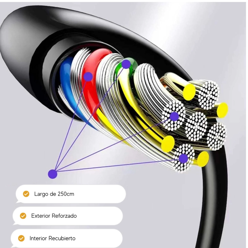 CABLE DE DATOS USB-C A USB-A MULTIPLATAFORMAS 2.5 METROS 3A - 9