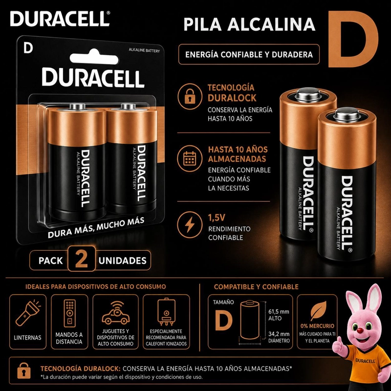 PILA DURACELL D ALCALINA EXTRA DURACIÓN - 4