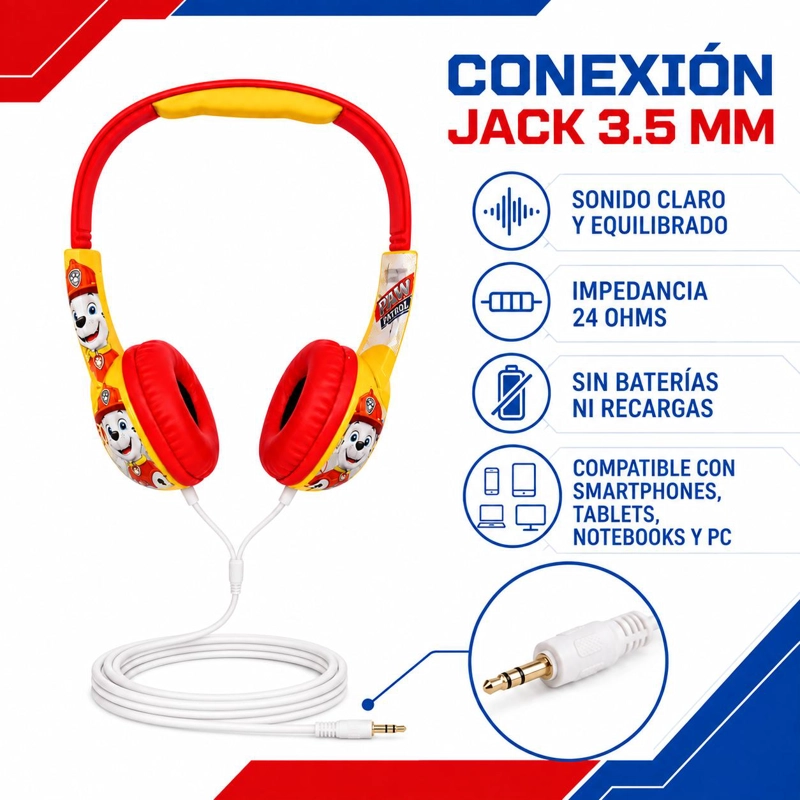 AUDÍFONOS NICKELODEON HP203371-MAR INFANTIL PAW PATROL MARSHALL - 6