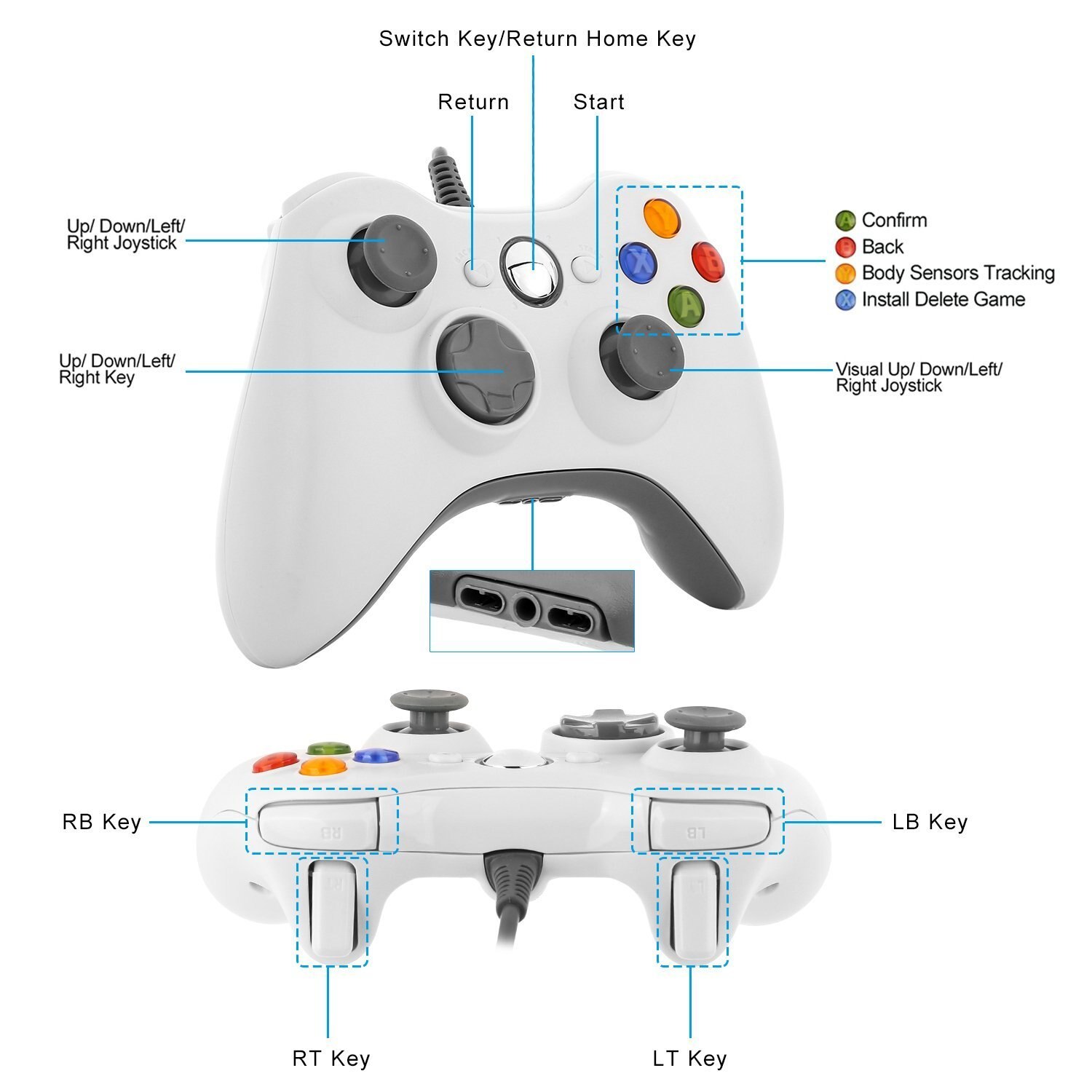 JOYSTICK XBOX 360 TL454 TECNOLAB USB PARA & PC WIRED EDITION X-360 WHITE - 6