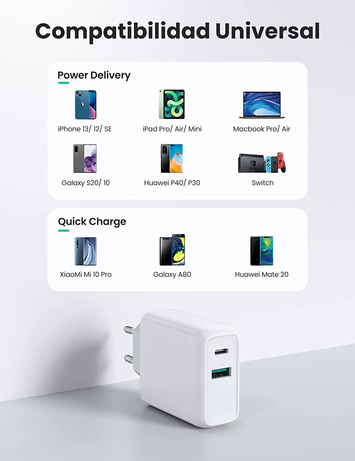 CARGADOR PARED USB C ULTRA RÁPIDO 36W POWER DELIVERY + USB - 3