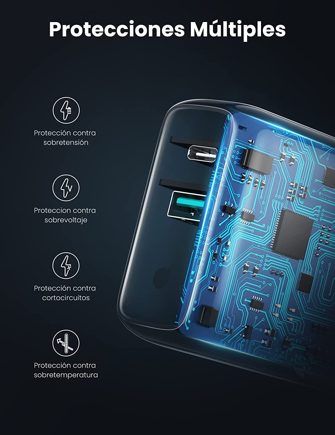 CARGADOR PARED USB C ULTRA RÁPIDO 36W POWER DELIVERY + USB - 5